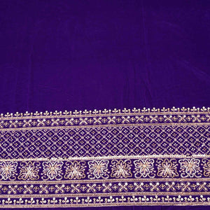 Purple Border Work Cutdana Embroidery Micro Velvet 9000 SC-27995 - TradeUNO