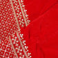 Red Border Work Cutdana Embroidery Micro Velvet 9000 SC-27996