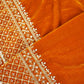 Mustard Border Work Cutdana Embroidery Micro Velvet 9000 SC-27997