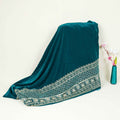 Teal Green Border Work Cutdana Embroidery Micro Velvet 9000 SC-27999