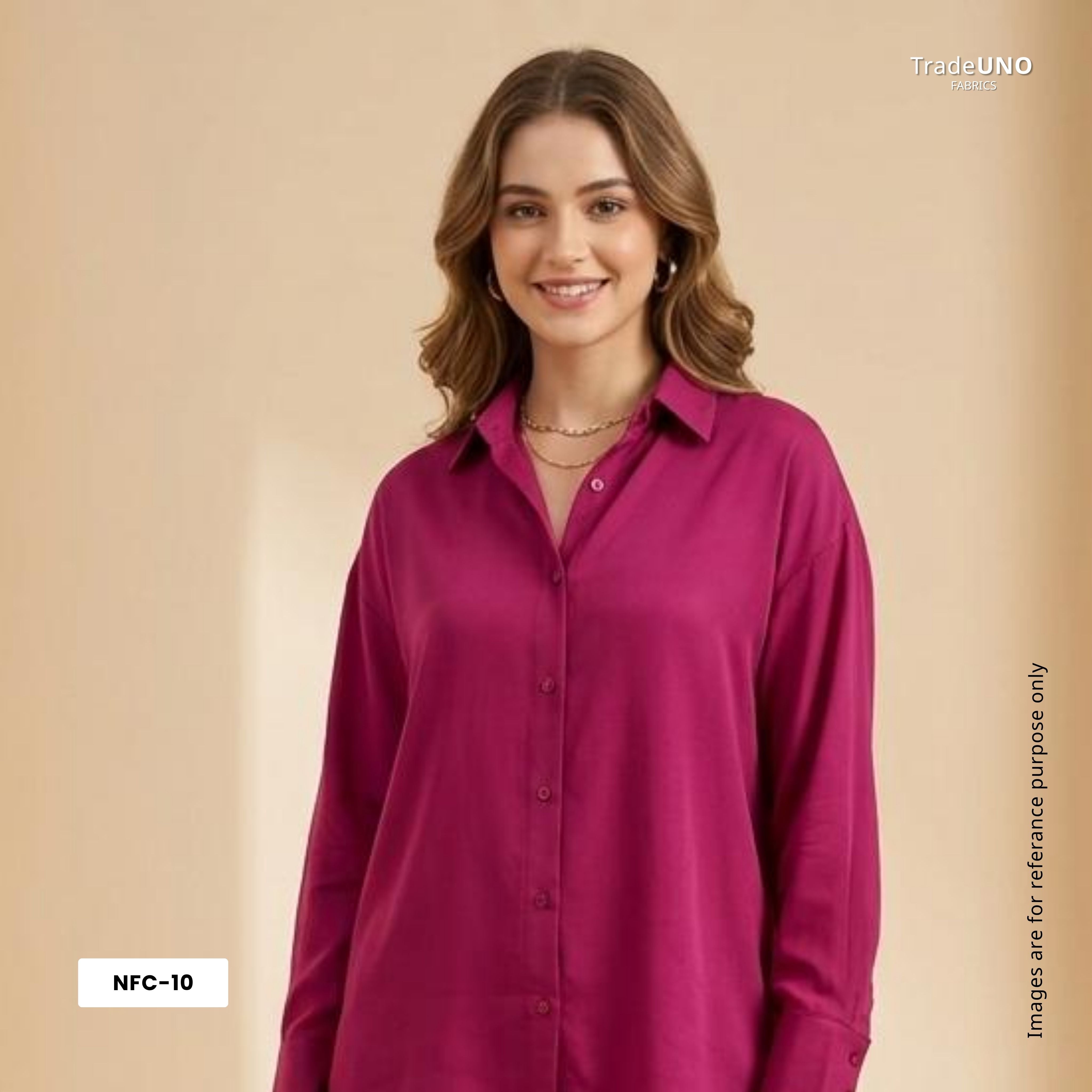Magenta Pink Solid Chinon Fabric NFC-10 - TradeUNO