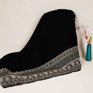 Black Border work Cutdana Embroidery Micro Velvet 9000 SC-28000 - TradeUNO