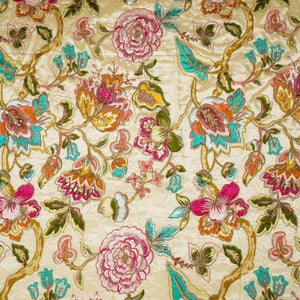 Cream Position Print Zari Embroidery Crepe Fabric NF-28008 - TradeUNO