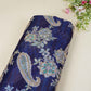 Navy Blue Position Print Zari Embroidery Chinnon Fabric NF-28012