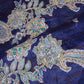 Navy Blue Position Print Zari Embroidery Chinnon Fabric NF-28012