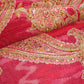 Magenta Pink Position Print Zari Embroidery Chinnon Fabric NF-28014