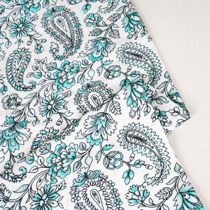 Light Pista Kashmiri Embroidery Raw Silk Fabric DR-28025 - TradeUNO