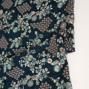 Dark Green Parsi Gara Embroidery Georgette Fabric DR-28030 - TradeUNO