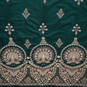 Green Parsi thread Embroidery Russian Silk Fabric DR-28032 - TradeUNO