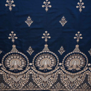 Blue Parsi thread Embroidery Russian Silk Fabric DR-28033 - TradeUNO