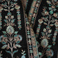 Black Traditional Zari Embroidery Georgette Fabric DRAJ-28035