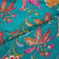 Teal Green Floral Position Zari Embroidery Crepe Fabric VC-28038