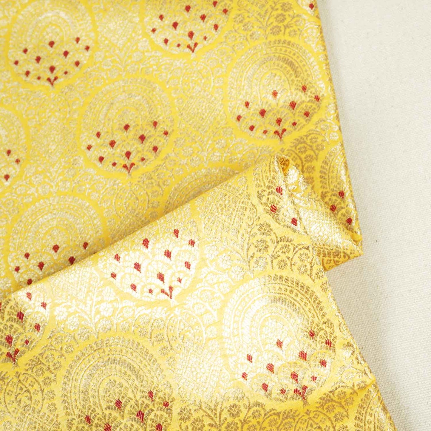 Yellow Jaal with Mina Buta Brocade Fabric KR-28042