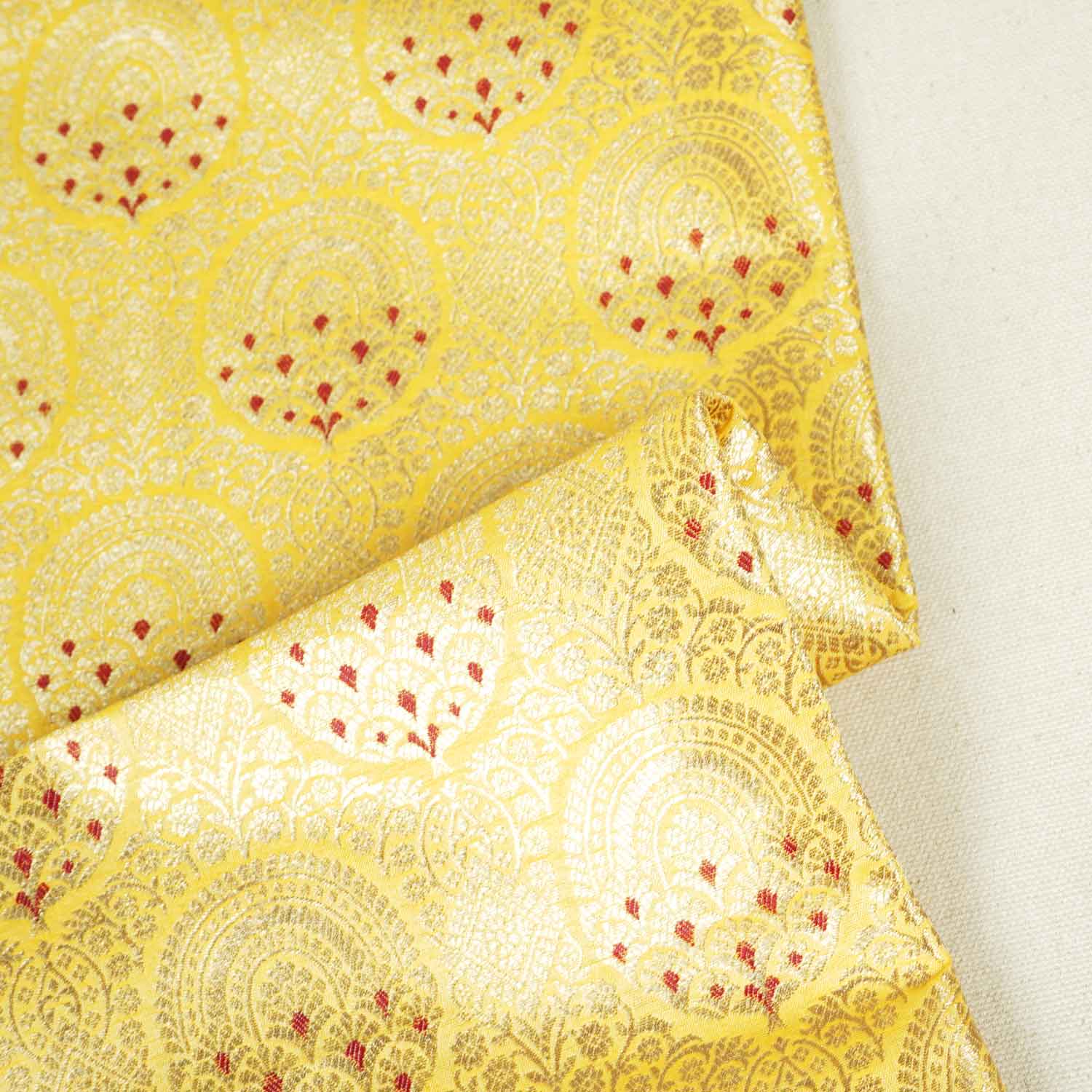 Yellow Jaal with Mina Buta Brocade Fabric KR-28042 - TradeUNO