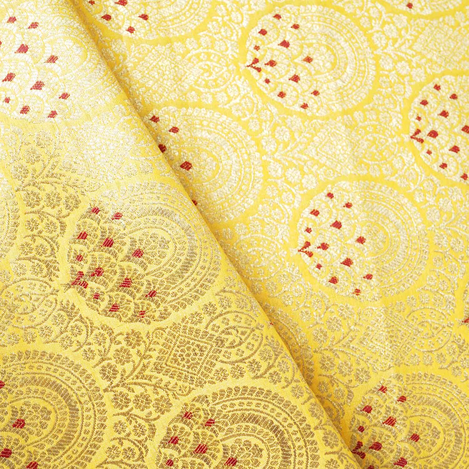 Yellow Jaal with Mina Buta Brocade Fabric KR-28042 - TradeUNO