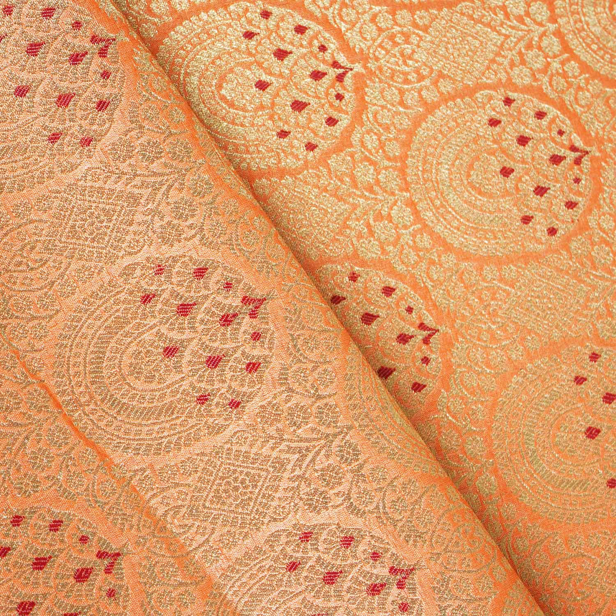Peach Jaal with Mina Buta Brocade Fabric KR-28044 - TradeUNO
