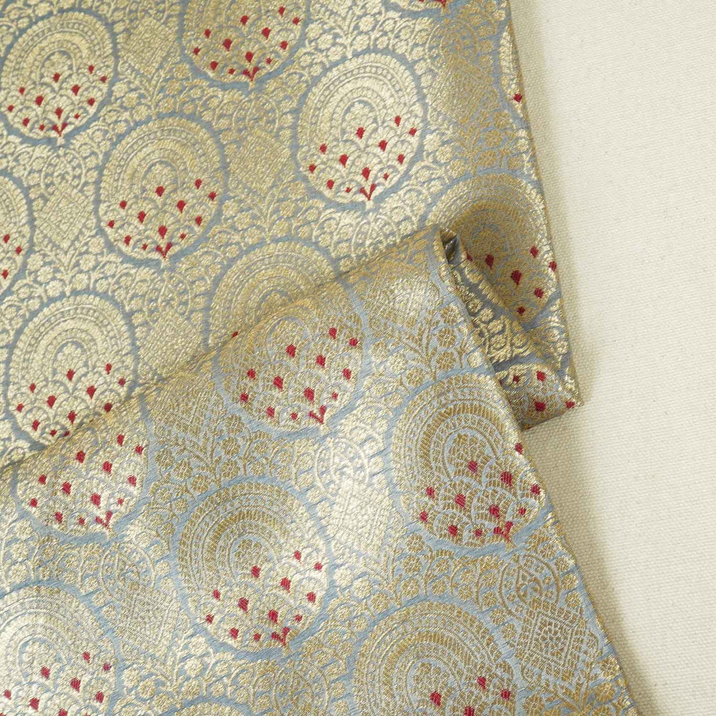 Silver Jaal with Mina Buta Brocade Fabric KR-28046