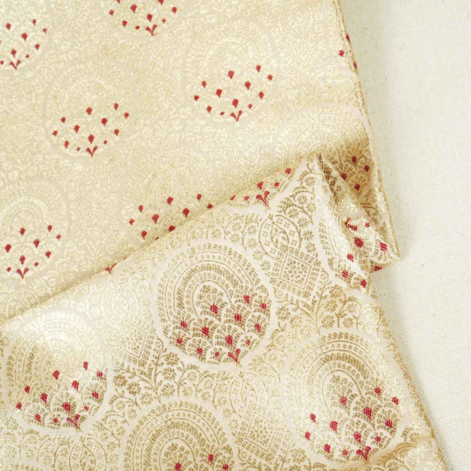 Cream Jaal with Mina Buta Brocade Fabric KR-28047 - TradeUNO