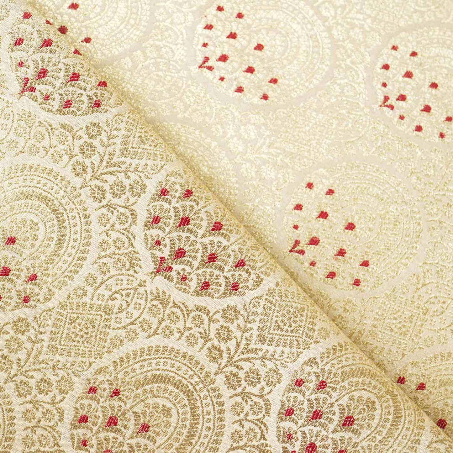 Cream Jaal with Mina Buta Brocade Fabric KR-28047