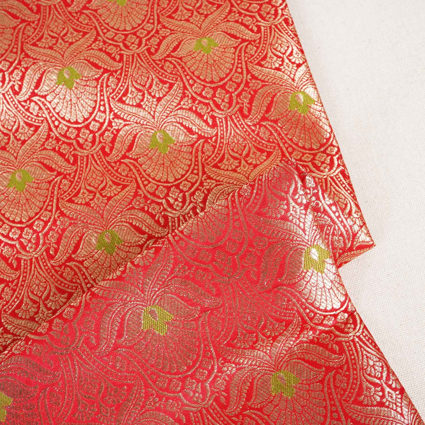 Red Mina Buta Jaal Brocade Fabric KR-28049