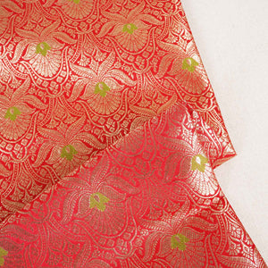 Red Mina Buta Jaal Brocade Fabric KR-28049 - TradeUNO