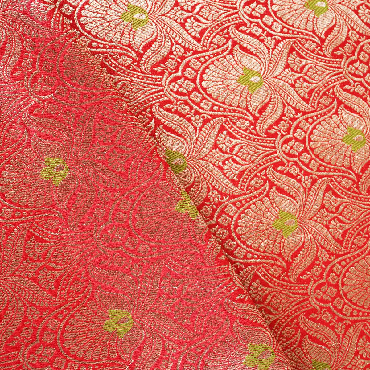 Red Mina Buta Jaal Brocade Fabric KR-28049 - TradeUNO