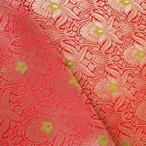 Red Mina Buta Jaal Brocade Fabric KR-28049 - TradeUNO