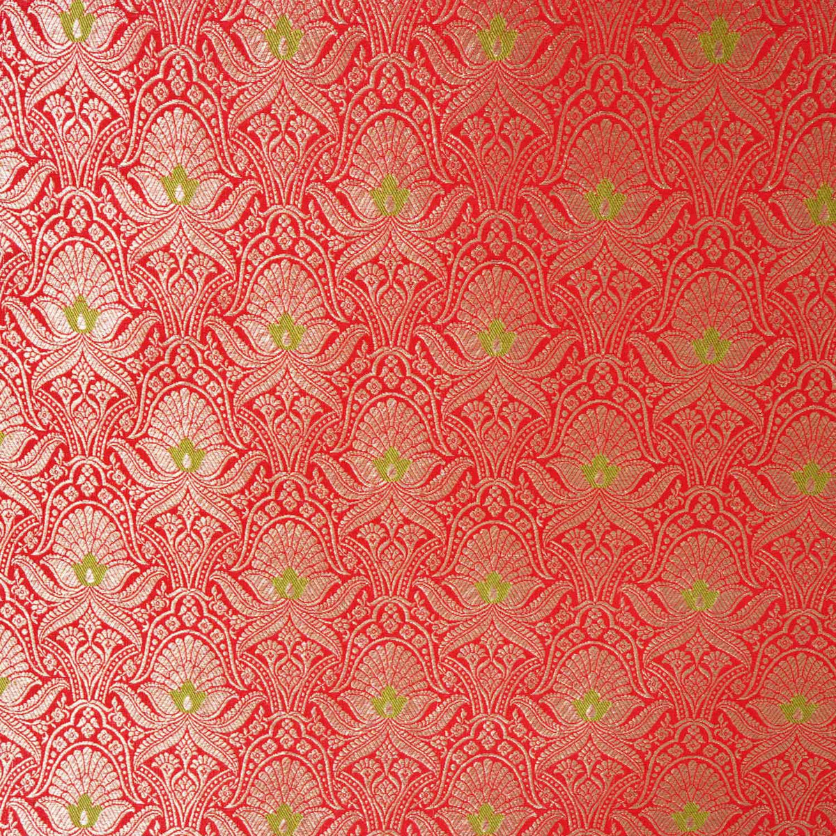 Red Mina Buta Jaal Brocade Fabric KR-28049 - TradeUNO