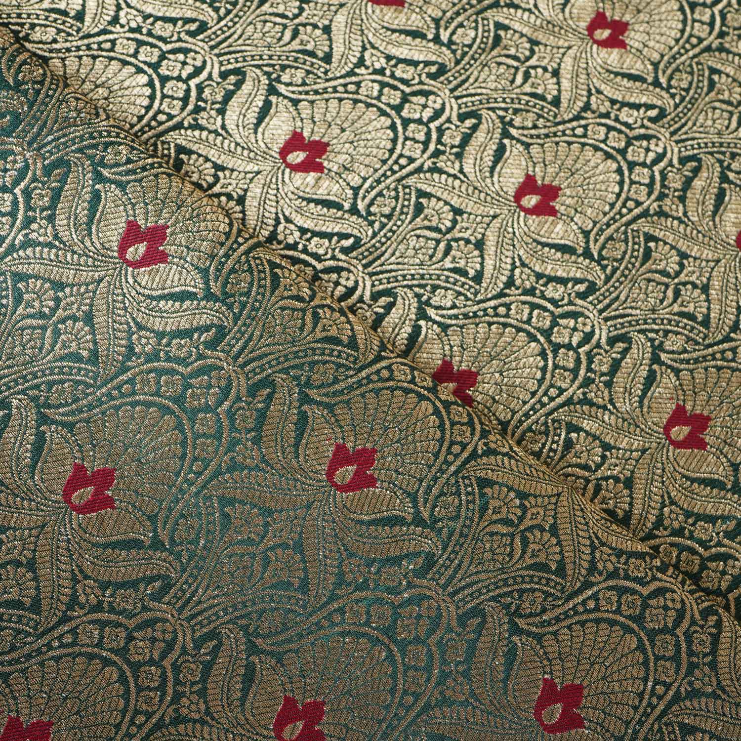 Green Mina Buta Jaal Brocade Fabric KR-28051 - TradeUNO