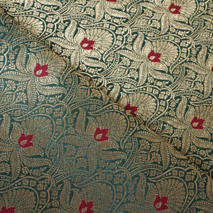 Green Mina Buta Jaal Brocade Fabric KR-28051 - TradeUNO