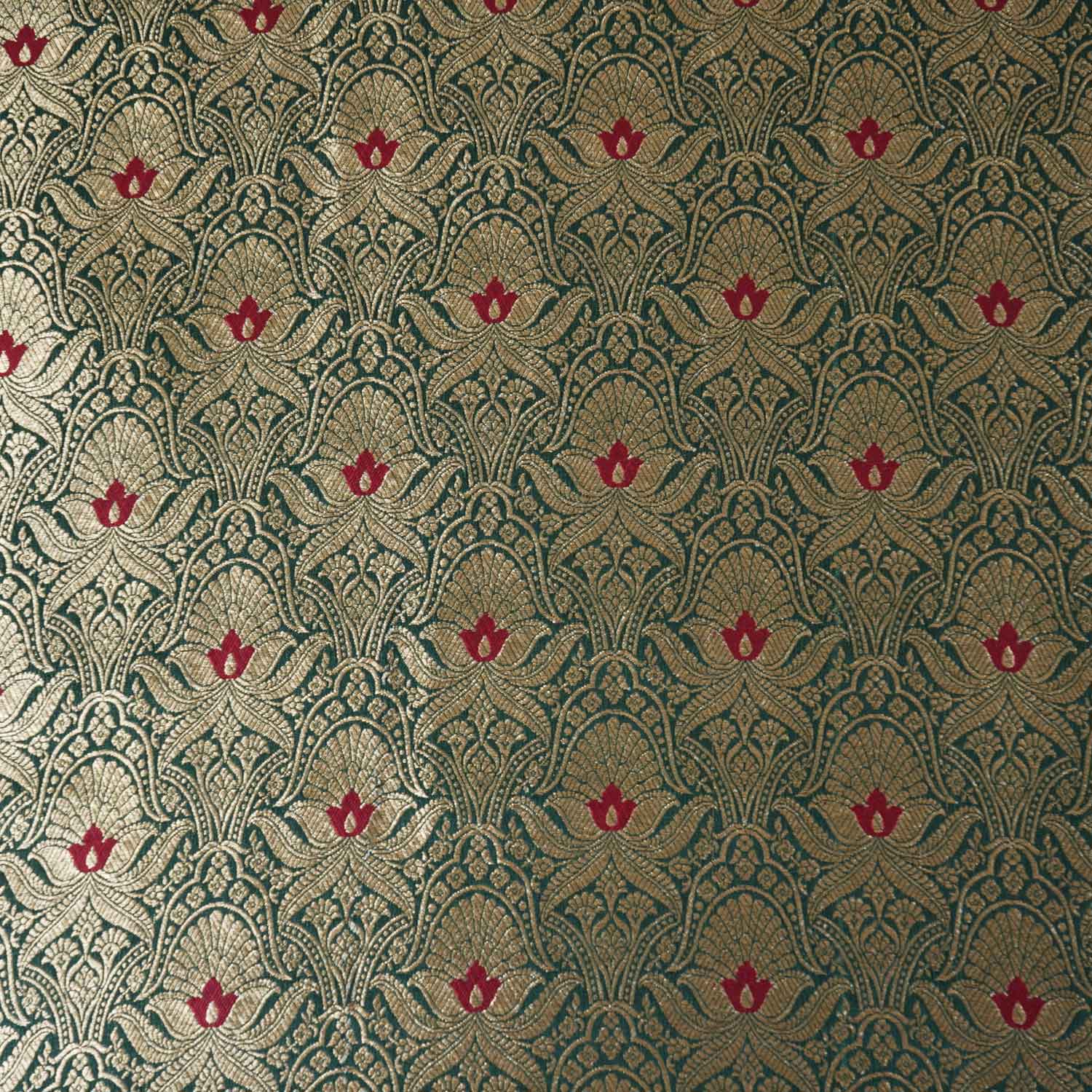 Green Mina Buta Jaal Brocade Fabric KR-28051 - TradeUNO