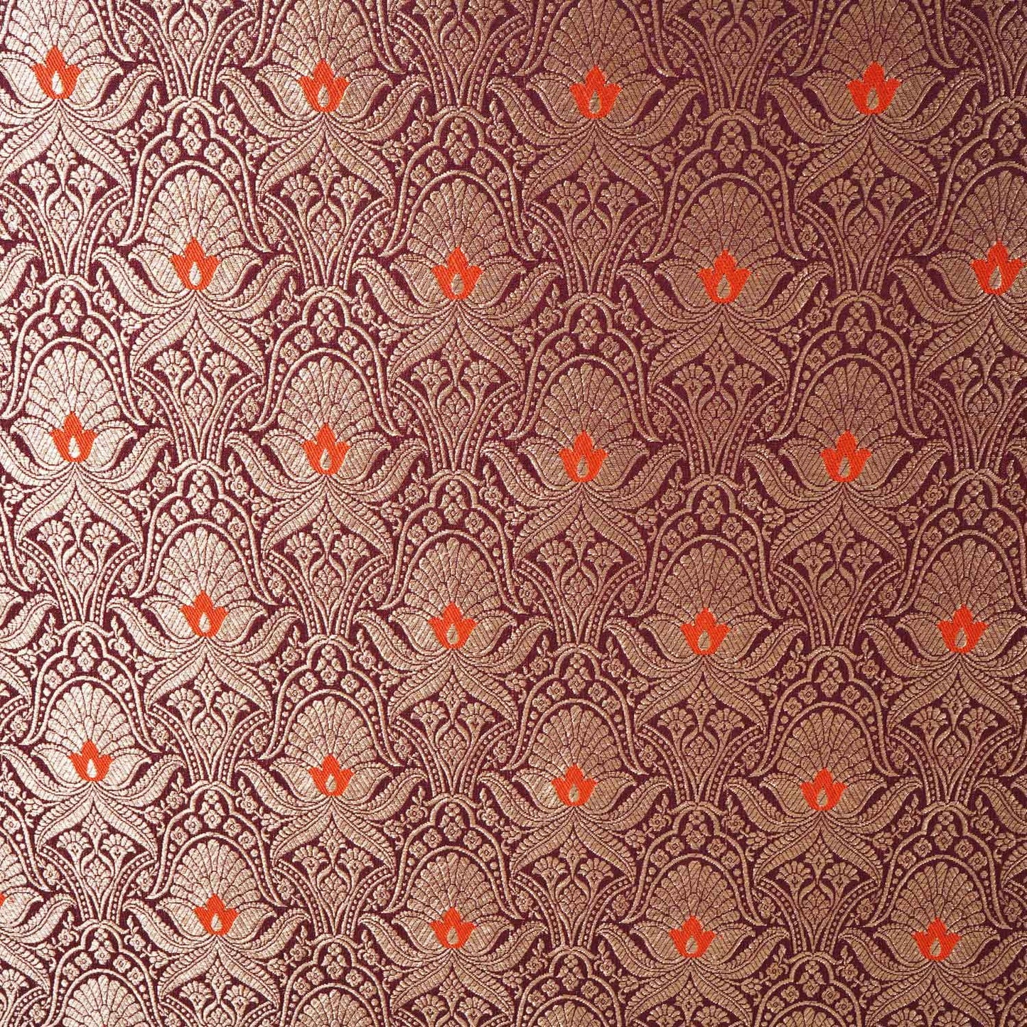 Wine Mina Buta Jaal Brocade Fabric KR-28053