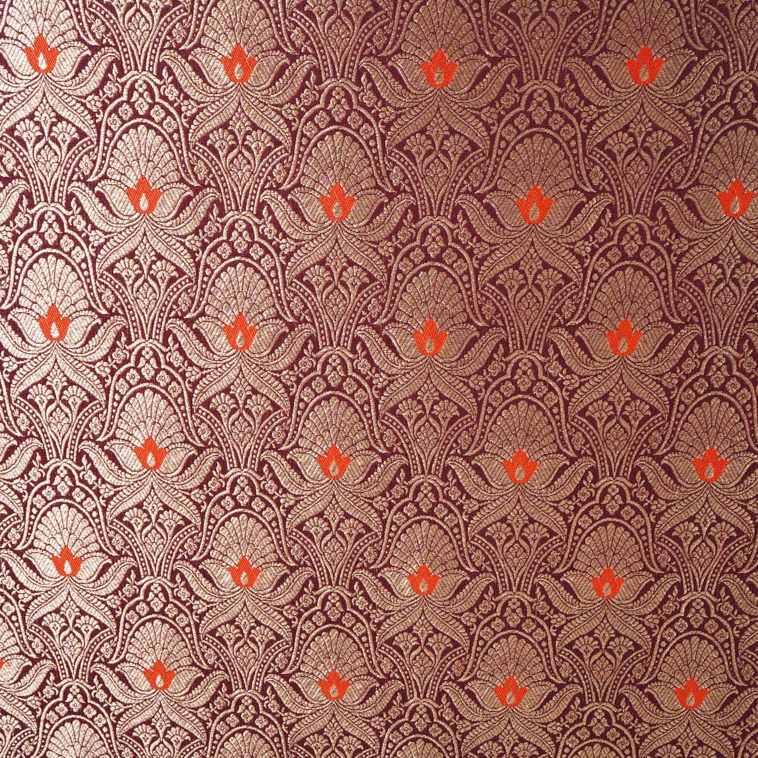 Wine Mina Buta Jaal Brocade Fabric KR-28053 - TradeUNO