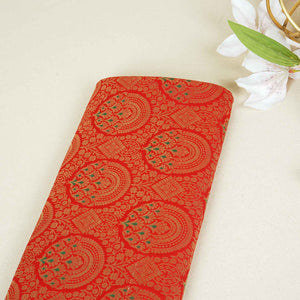 Red Jaal with Mina Buta Brocade Fabric KR-28054 - TradeUNO