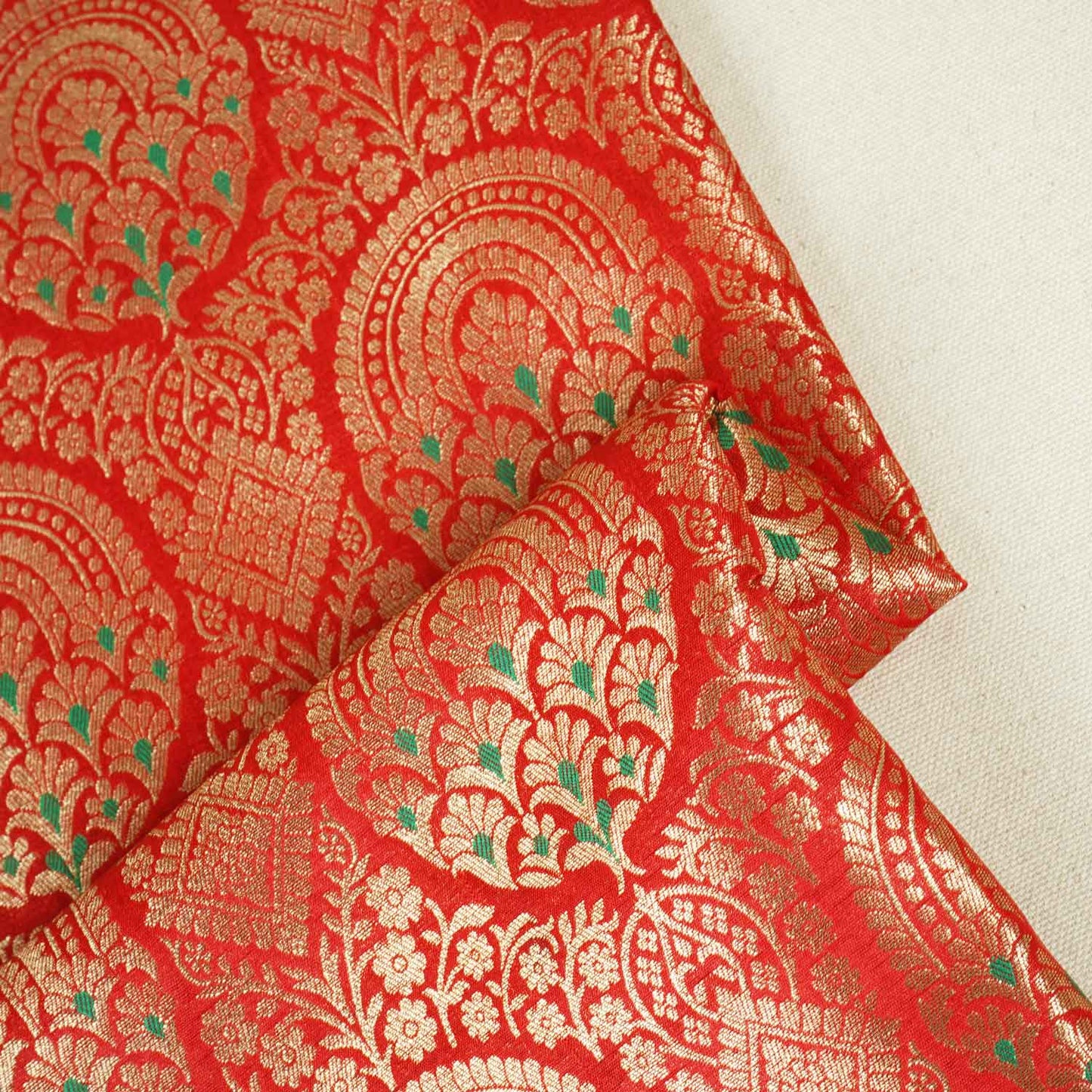 Red Jaal with Mina Buta Brocade Fabric KR-28054