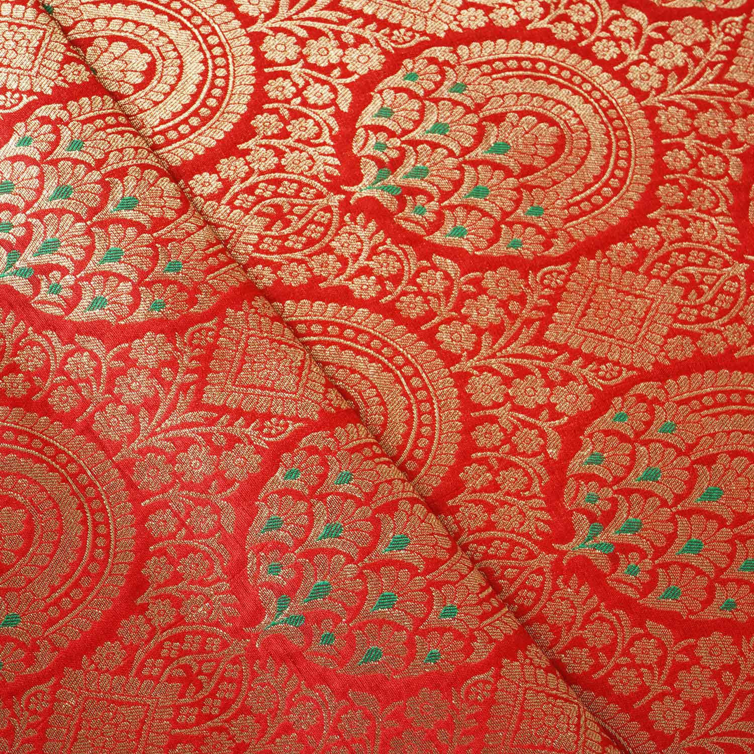 Red Jaal with Mina Buta Brocade Fabric KR-28054 - TradeUNO