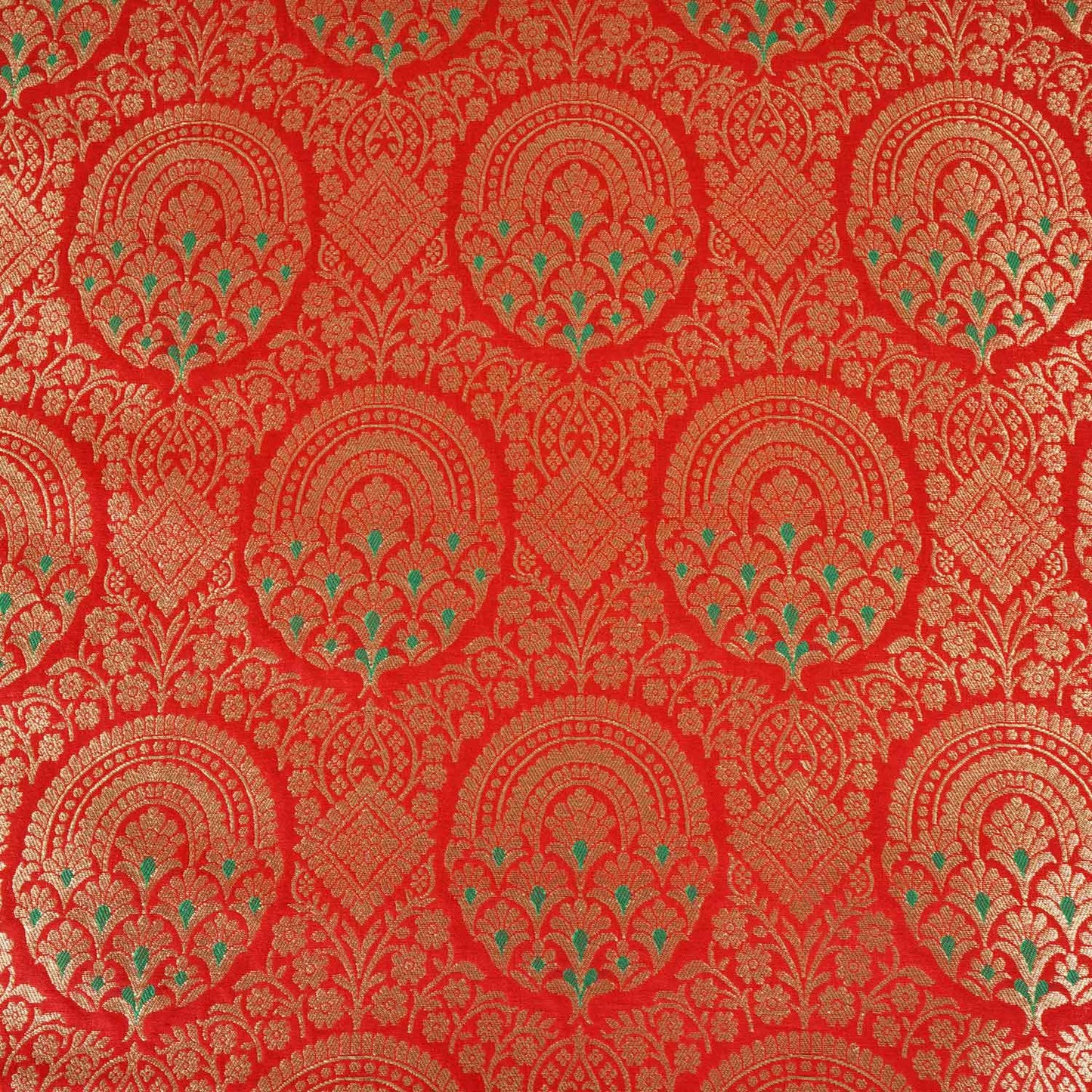 Red Jaal with Mina Buta Brocade Fabric KR-28054