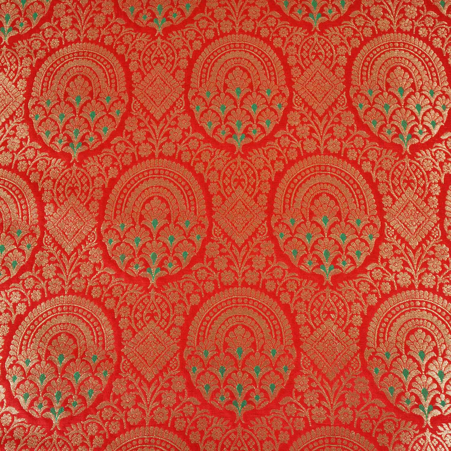 Red Jaal with Mina Buta Brocade Fabric KR-28054 - TradeUNO