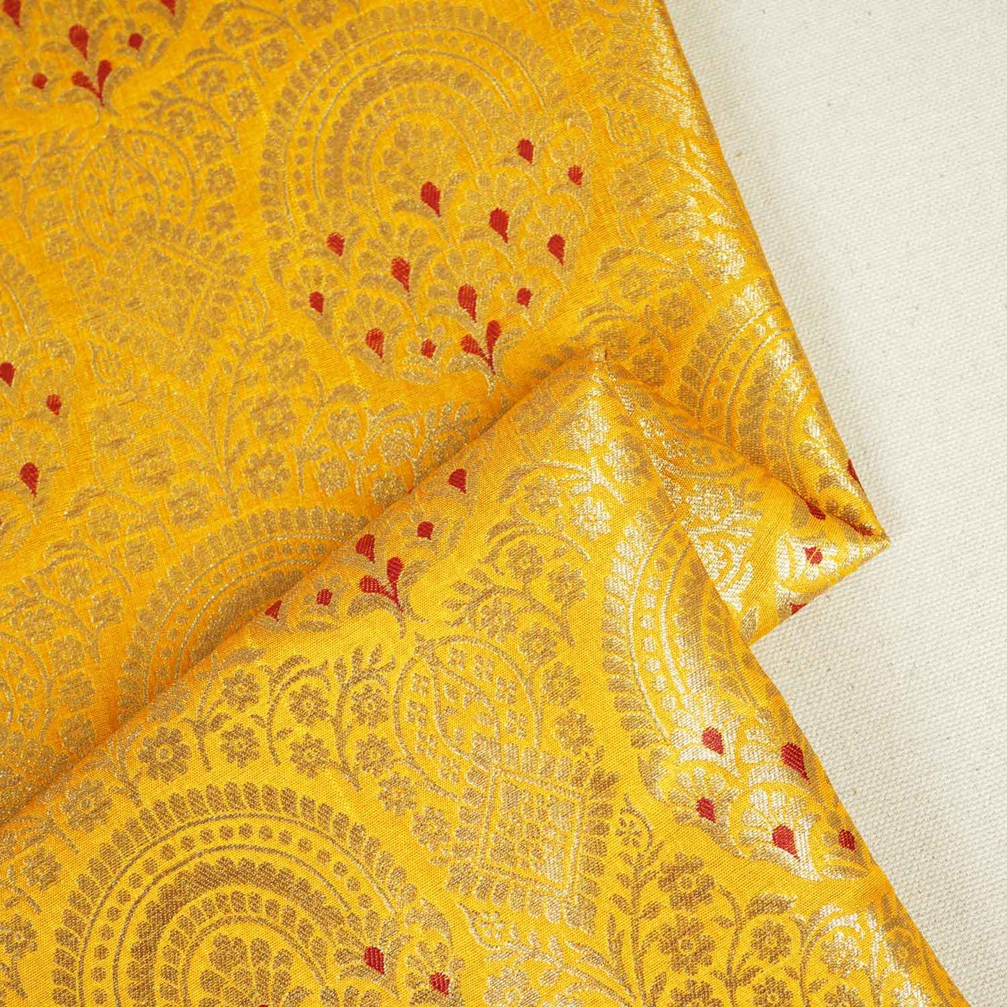Yellow Jaal with Mina Buta Brocade Fabric KR-28055