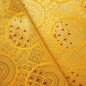 Yellow Jaal with Mina Buta Brocade Fabric KR-28055 - TradeUNO