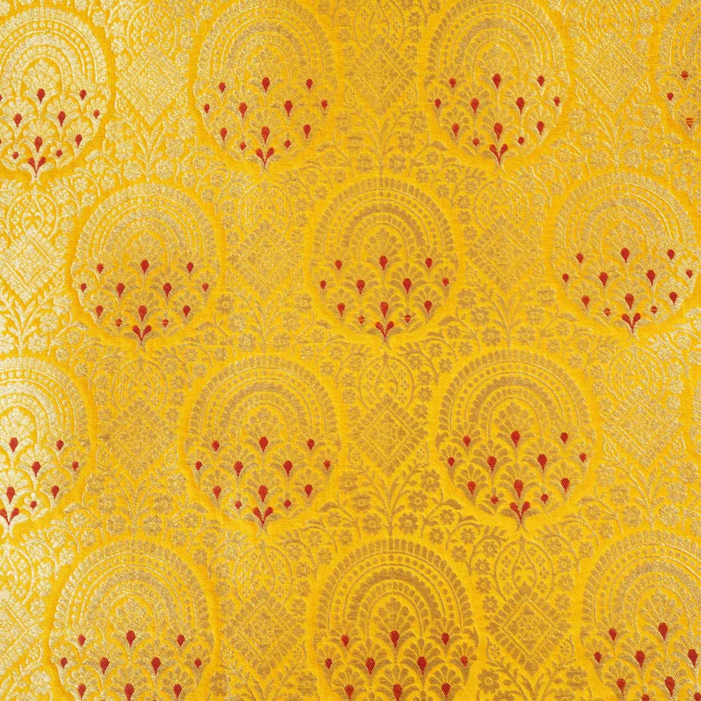 Yellow Jaal with Mina Buta Brocade Fabric KR-28055