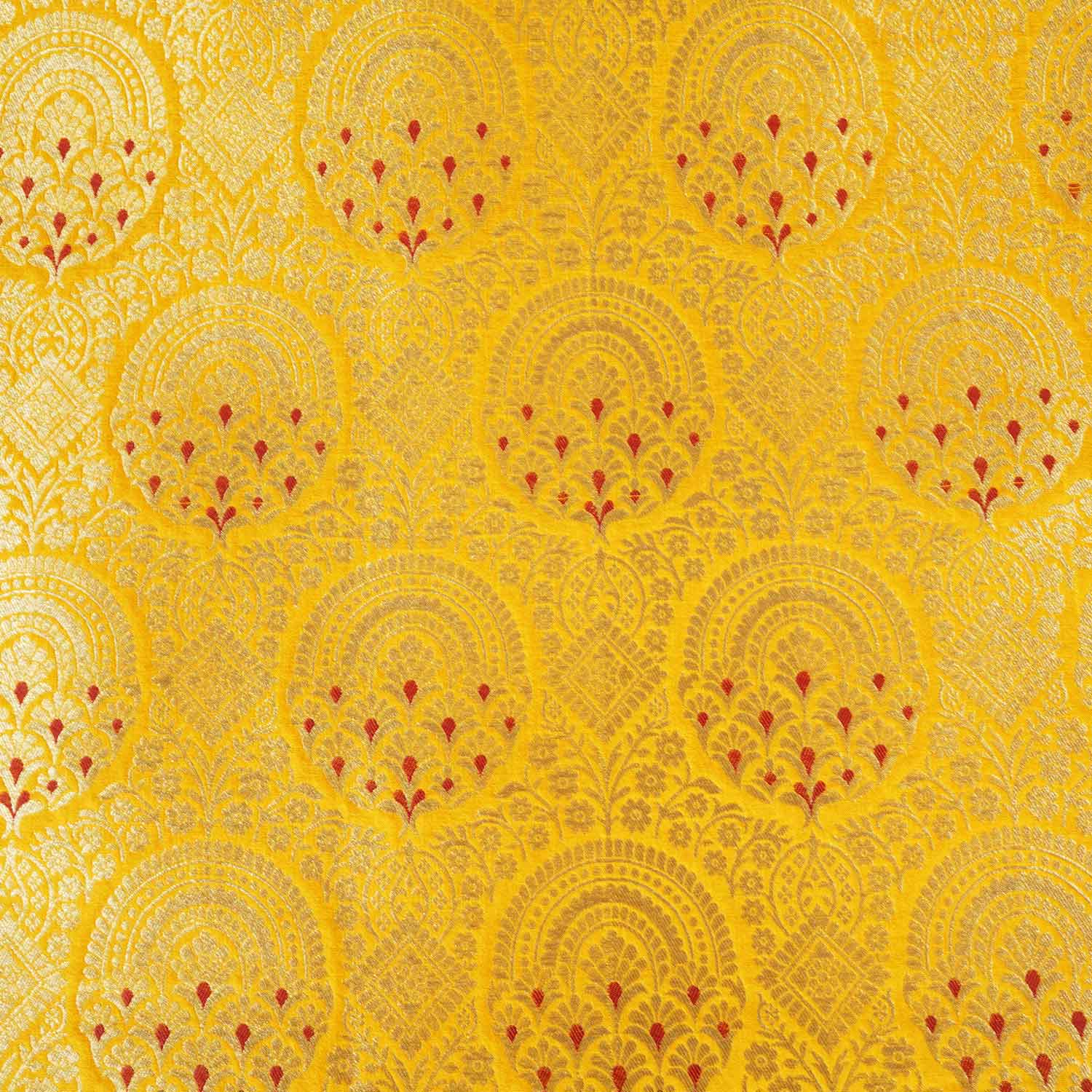 Yellow Jaal with Mina Buta Brocade Fabric KR-28055 - TradeUNO