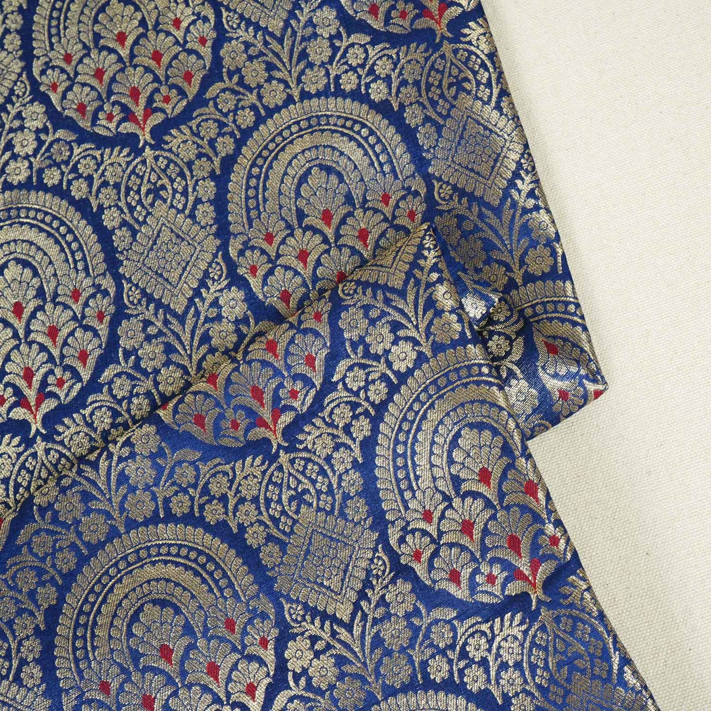 Blue Jaal with Mina Buta Brocade Fabric KR-28056