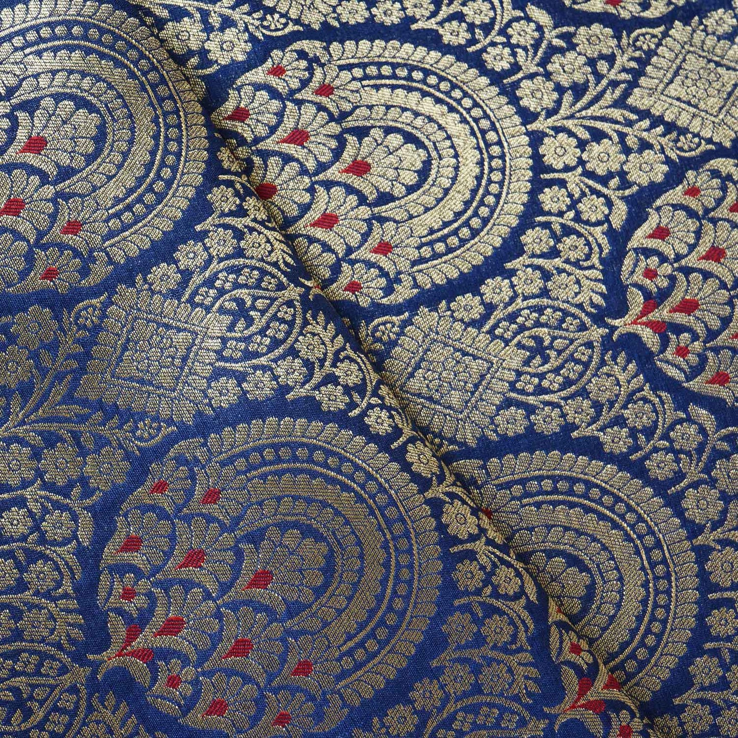 Blue Jaal with Mina Buta Brocade Fabric KR-28056