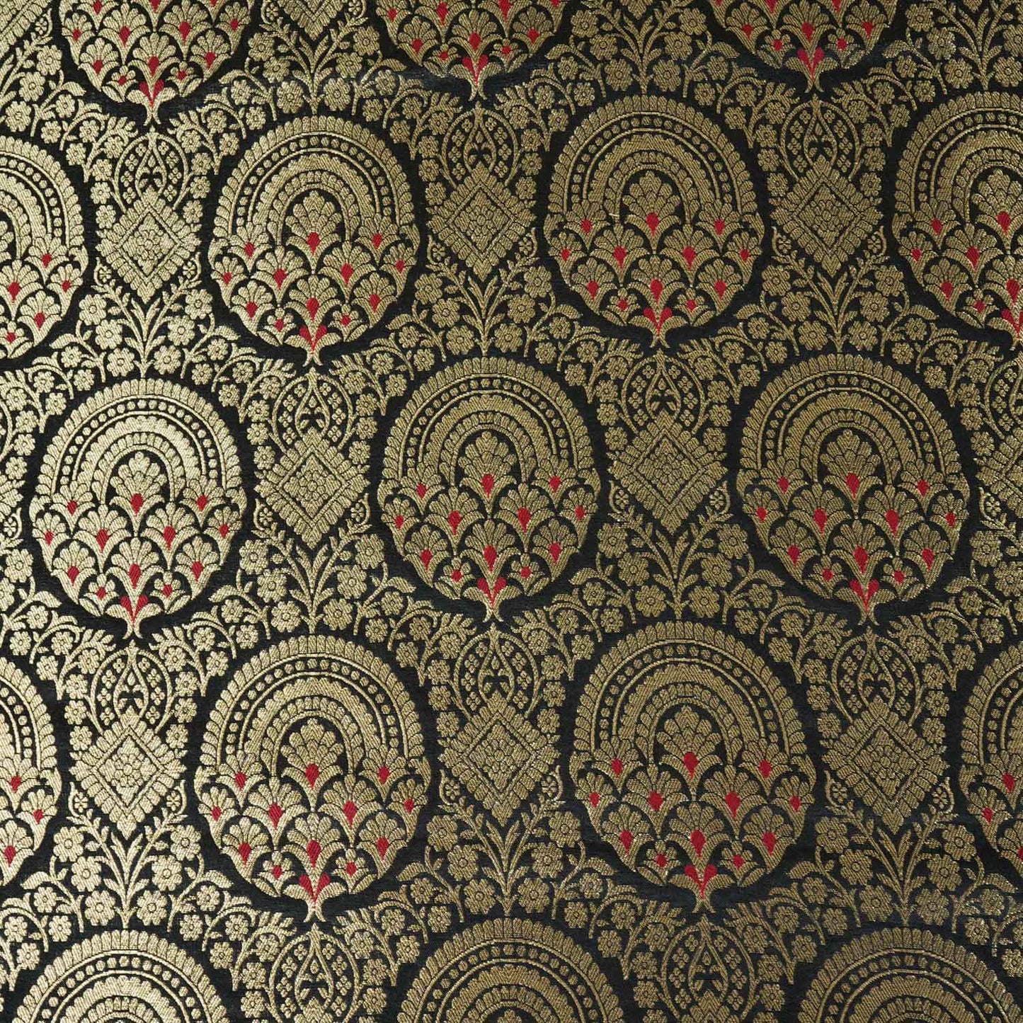 Black Jaal with Mina Buta Brocade Fabric KR-28057