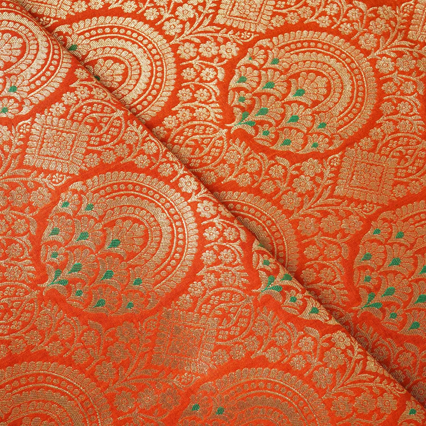 Orange Jaal with Mina Buta Brocade Fabric KR-28058