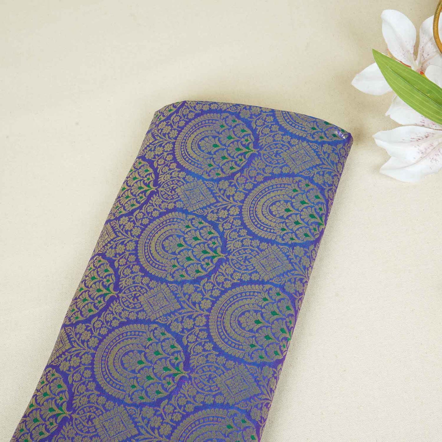 Purple Jaal with Mina Buta Brocade Fabric KR-28059