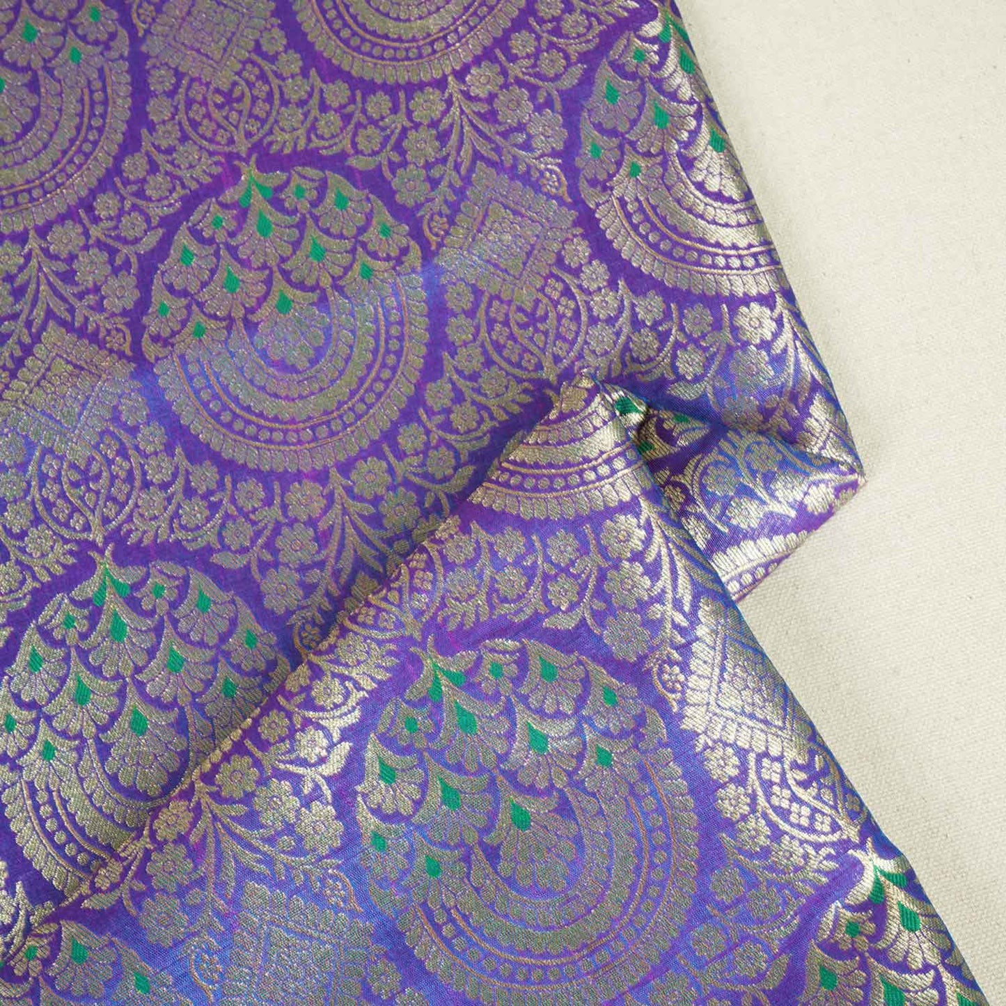 Purple Jaal with Mina Buta Brocade Fabric KR-28059