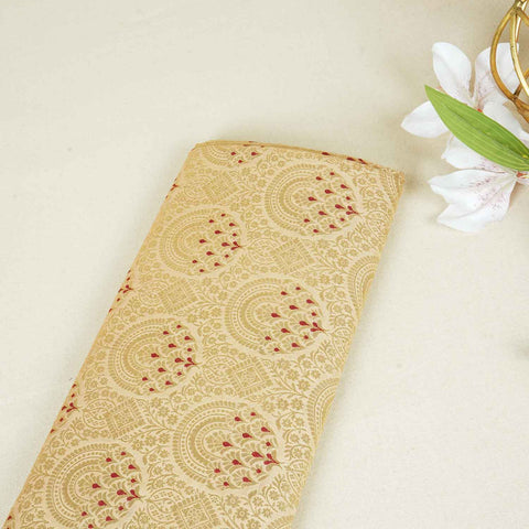 Beige Golden Jaal with Mina Buta Brocade Fabric KR-28060