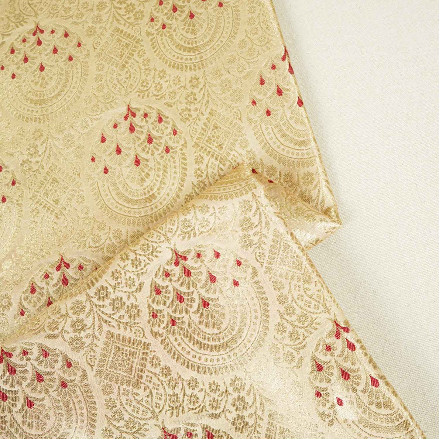 Beige Golden Jaal with Mina Buta Brocade Fabric KR-28060